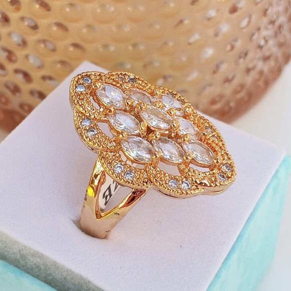 Gold plated Silver CZ Ring - Picture 2 of 6